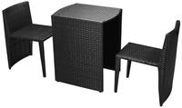 vidaXL 3-tlg. Bistro-Set mit Auflagen Poly Rattan Schwarz