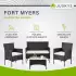 Juskys Fort Myers Polyrattan Gartenmöbel-Set schwarz