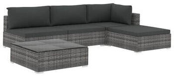 vidaXL 5-tlg. Lounge-Set inkl. Auflagen Polyrattan grau (46783)
