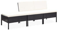 3-tlg. Garten-lounge-set Mit Auflagen Poly Rattan Schwarz - Vidaxl