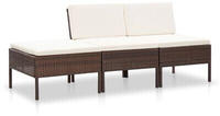 vidaXL 3-tlg. Garten-Lounge-Set mit Auflagen Poly Rattan Braun