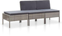 vidaXL 3-tlg. Garten-Lounge-Set mit Auflagen Poly Rattan Grau