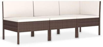 vidaXL 3-Piece Garden Lounge Set with Poly Rattan Cushions brown (310201)