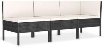 vidaXL 3-Piece Garden Lounge Set with Poly Rattan Cushions black (310202)