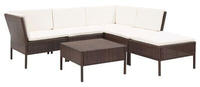 vidaXL 6 Piece Garden Lounge Set with Poly Rattan Cushions brown (48939)