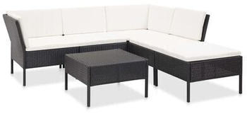 vidaXL 6 Piece Garden Lounge Set with Poly Rattan Cushions black (48940)