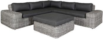 Outflexx Ecklounge Polyrattan inkl. Polster white faded grey