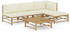 vidaXL 5 piece bamboo garden lounge set with cushions cream white (3058191)