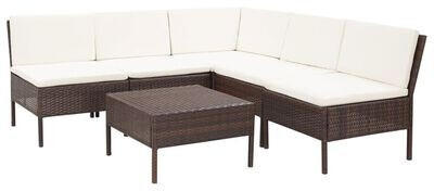 vidaXL 6-tlg. Lounge-Set inkl. Auflagen Polyrattan braun (48935)