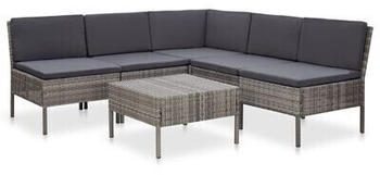 vidaXL 6-tlg. Lounge-Set inkl. Auflagen Polyrattan grau (48938)