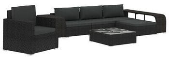 vidaXL 8-piece garden lounge set with cushions poly rattan black (46825)