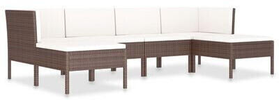 vidaXL 6-Piece Garden Lounge Set with Poly Rattan Cushions brown (3056961)