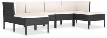 vidaXL 6-Piece Garden Lounge Set with Poly Rattan Cushions black (3056962)