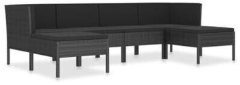 vidaXL 6-Piece Garden Lounge Set with Poly Rattan Cushions black (3056963)