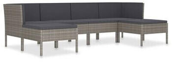 vidaXL 6-Piece Garden Lounge Set with Poly Rattan Cushions gray (3056964)