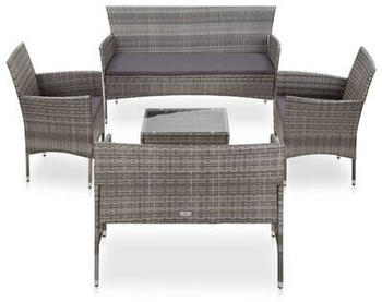 vidaXL 5 pc. garden lounge set with cushions poly rattan gray (45894)