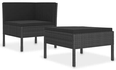 vidaXL 2-piece garden furniture set with poly rattan cushions black (310207)