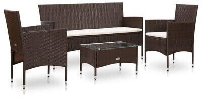 vidaXL 4 piece garden furniture set with poly rattan cushions brown (45888)