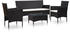 vidaXL 4 piece garden furniture set with poly rattan cushions black (45889)