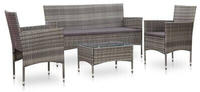 vidaXL 4 piece garden furniture set with poly rattan cushions gray (45890)