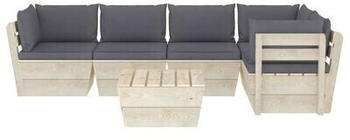 vidaXL 6 piece garden furniture set spruce pallets and cushions anthracite gray (3063564)