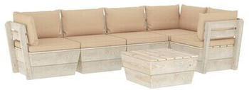 vidaXL 6 piece garden furniture set spruce pallets and cushions beige (3063567)