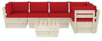 vidaXL 6 piece garden furniture set spruce pallets and cushions red (3063570)