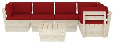 vidaXL 6 piece garden furniture set spruce pallets and cushions red (3063573)