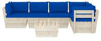 vidaXL 6 piece garden furniture set spruce pallets and cushions blue (3063574)