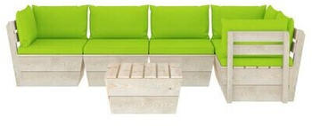 vidaXL 6 piece garden furniture set spruce pallets and cushions green (3063575)