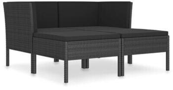 vidaXL Garden furniture set 4 pieces with synthetic rattan cushions black (3056967)