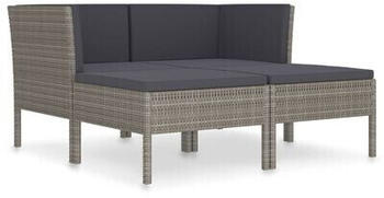 vidaXL Garden furniture set 4 pieces with synthetic rattan cushions gray (3056968)