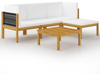 vidaXL 5 piece garden furniture set acacia wood with cushions cream (3057879)