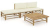 vidaXL Bamboo garden furniture set with cushions 4 pieces white (3058243)
