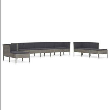 vidaXL Garden furniture set 10 pieces with synthetic rattan cushions grey (3056976)