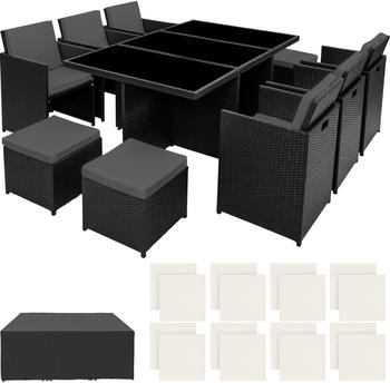 TecTake New York 6+4+1 mit Schutzhülle 54x58x82cm schwarz (TT403819)