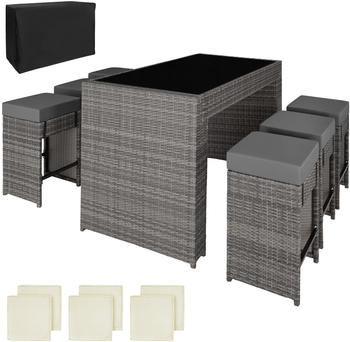 TecTake Ibiza 6+1 mit Schutzhülle 140x76x98cm grau (TT404386)