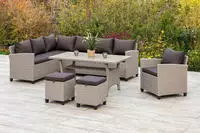 MERXX Garten-Essgruppe "Palma" 1x Eckbank, 1x Sessel, 2x Hocker, 1x Tisch 144x67cm,