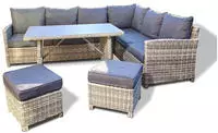 Home Deluxe - Polyrattan Sitzgruppe Bahia- Inkl. Hocker, Tisch Mit Glasplatte...