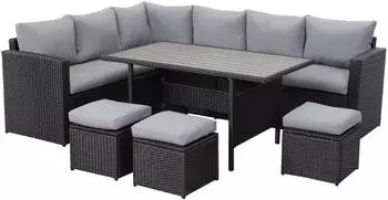 MeXo Polyrattan Gartenm&ouml;bel schwarz/grau