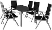 Casaria&reg; Gartenm&ouml;bel Set 6 St&uuml;hle Mit Tisch 150x90cm Aluminium...