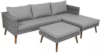 Greemotion Lounge-Gruppe Gomera Polyrattan Grau 3-tlg. (128514)