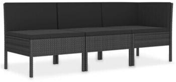 vidaXL 3-Piece Garden Lounge Set with Poly Rattan Cushions black (310203)