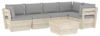 vidaXL 6 piece garden furniture set spruce pallets and cushions gray (3063565)