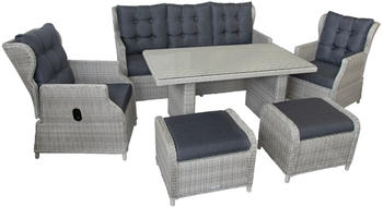 bellavista Home & Garden Loungeset 5-Sitzer Polyrattan Aluminium grau