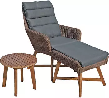 Garden Pleasure Calvia Lounger-Set Alu/Kunststoffgeflecht/Akazie coffee