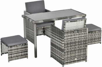 Outsunny Sitzgruppe 11-tlg. Polyrattan mit Kissen grau (861-015GY)