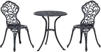 Outsunny Bistroset 3-tlg. Aluminiumguss schwarz (84B-028)