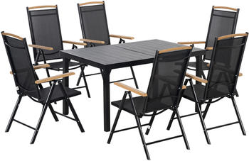 Outsunny Sitzgruppe klappbar 7tlg. Aluminium Mesh schwarz (84B-927)