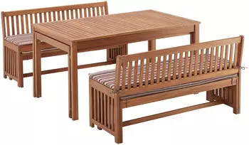 Merxx Haweii Gartenm&ouml;belset Akazie mit Auflagen natur/bunt
